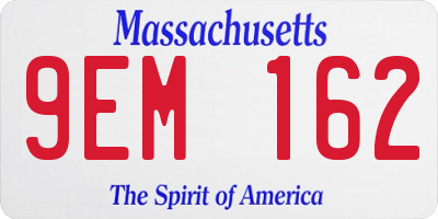 MA license plate 9EM162