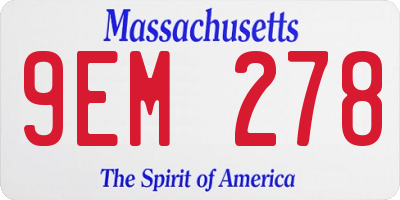 MA license plate 9EM278