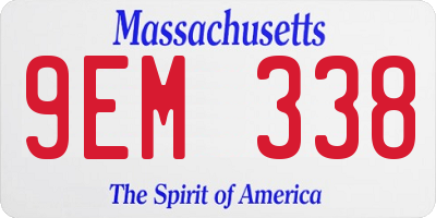 MA license plate 9EM338