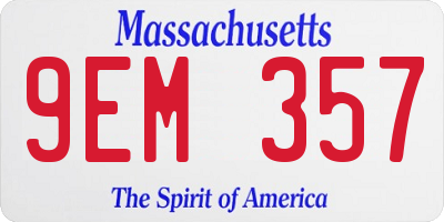 MA license plate 9EM357