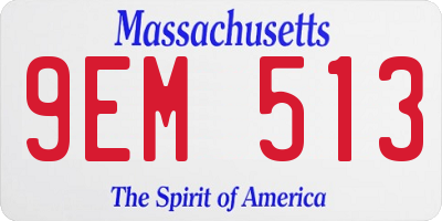 MA license plate 9EM513