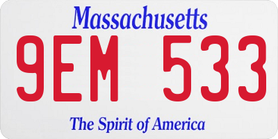 MA license plate 9EM533