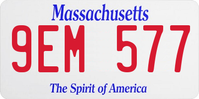 MA license plate 9EM577