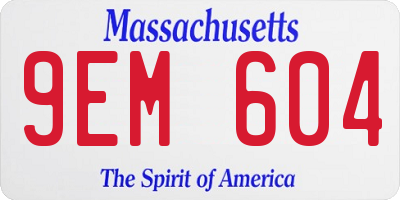 MA license plate 9EM604