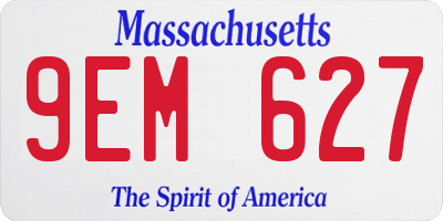 MA license plate 9EM627