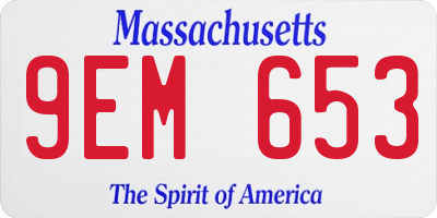 MA license plate 9EM653