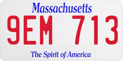 MA license plate 9EM713