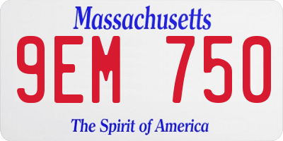 MA license plate 9EM750
