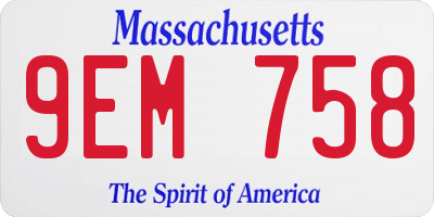 MA license plate 9EM758