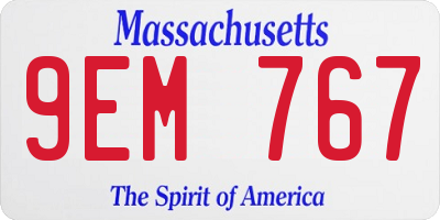 MA license plate 9EM767