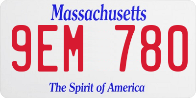 MA license plate 9EM780