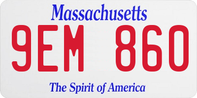 MA license plate 9EM860
