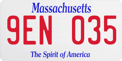 MA license plate 9EN035