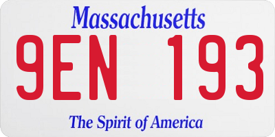 MA license plate 9EN193