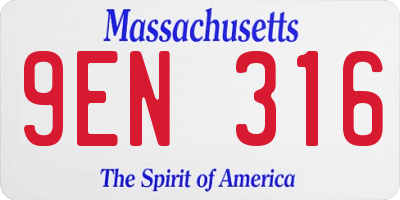 MA license plate 9EN316