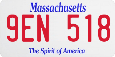 MA license plate 9EN518