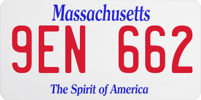 MA license plate 9EN662