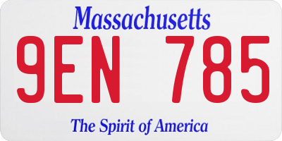 MA license plate 9EN785