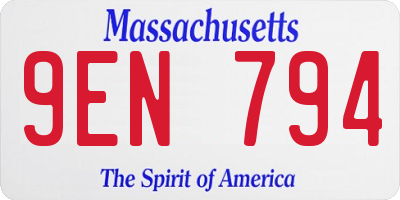 MA license plate 9EN794