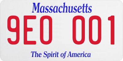 MA license plate 9EO001