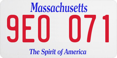 MA license plate 9EO071