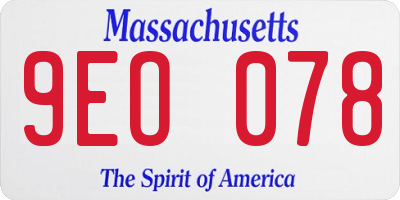 MA license plate 9EO078