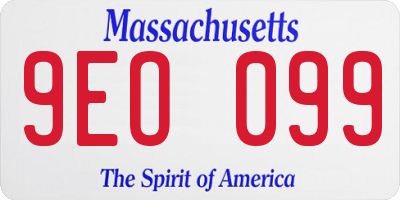 MA license plate 9EO099
