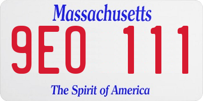 MA license plate 9EO111
