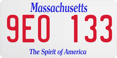 MA license plate 9EO133