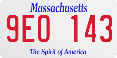 MA license plate 9EO143