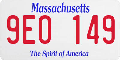 MA license plate 9EO149