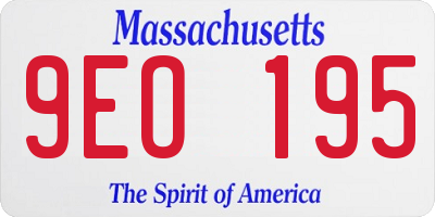 MA license plate 9EO195