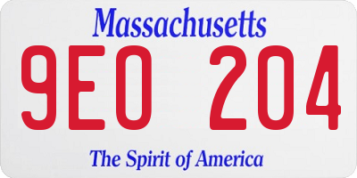 MA license plate 9EO204