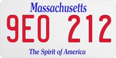 MA license plate 9EO212