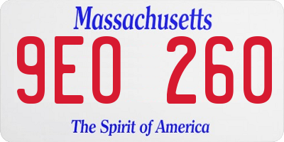 MA license plate 9EO260