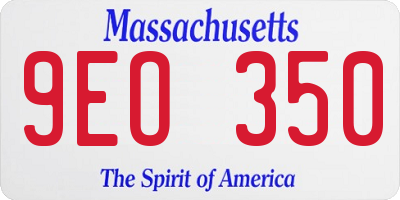 MA license plate 9EO350