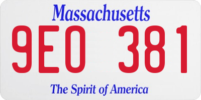 MA license plate 9EO381
