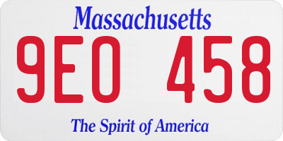 MA license plate 9EO458