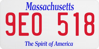 MA license plate 9EO518