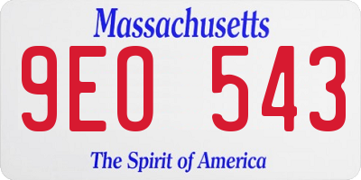 MA license plate 9EO543