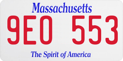 MA license plate 9EO553