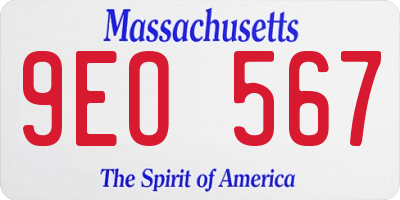 MA license plate 9EO567