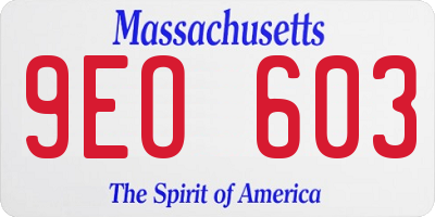 MA license plate 9EO603