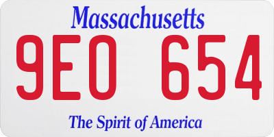 MA license plate 9EO654