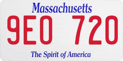 MA license plate 9EO720