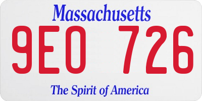 MA license plate 9EO726