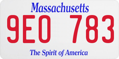 MA license plate 9EO783