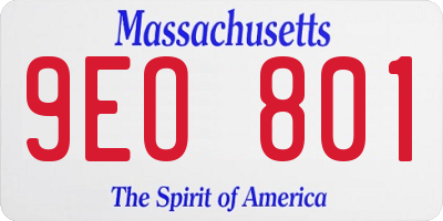 MA license plate 9EO801