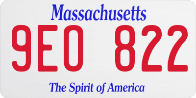 MA license plate 9EO822