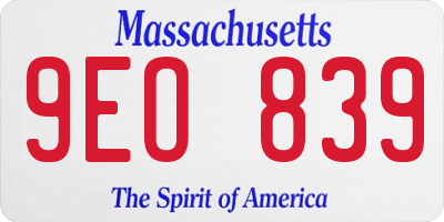 MA license plate 9EO839